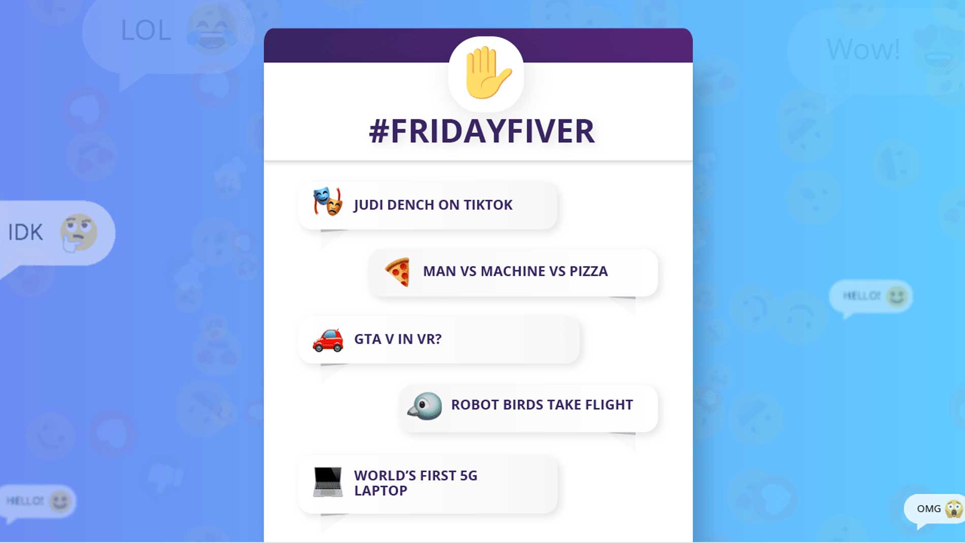 #FridayFiver 🧼✋ – Fresh Factoids For Your Feed