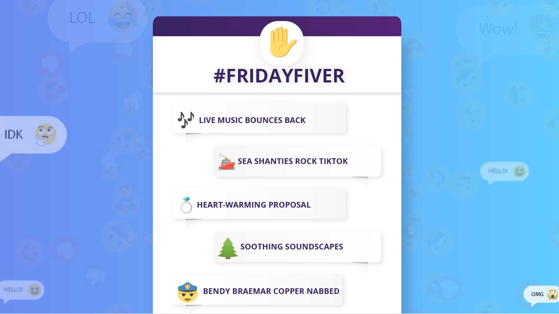 #FridayFiver – 🧼 👏 🎵 positive news & views