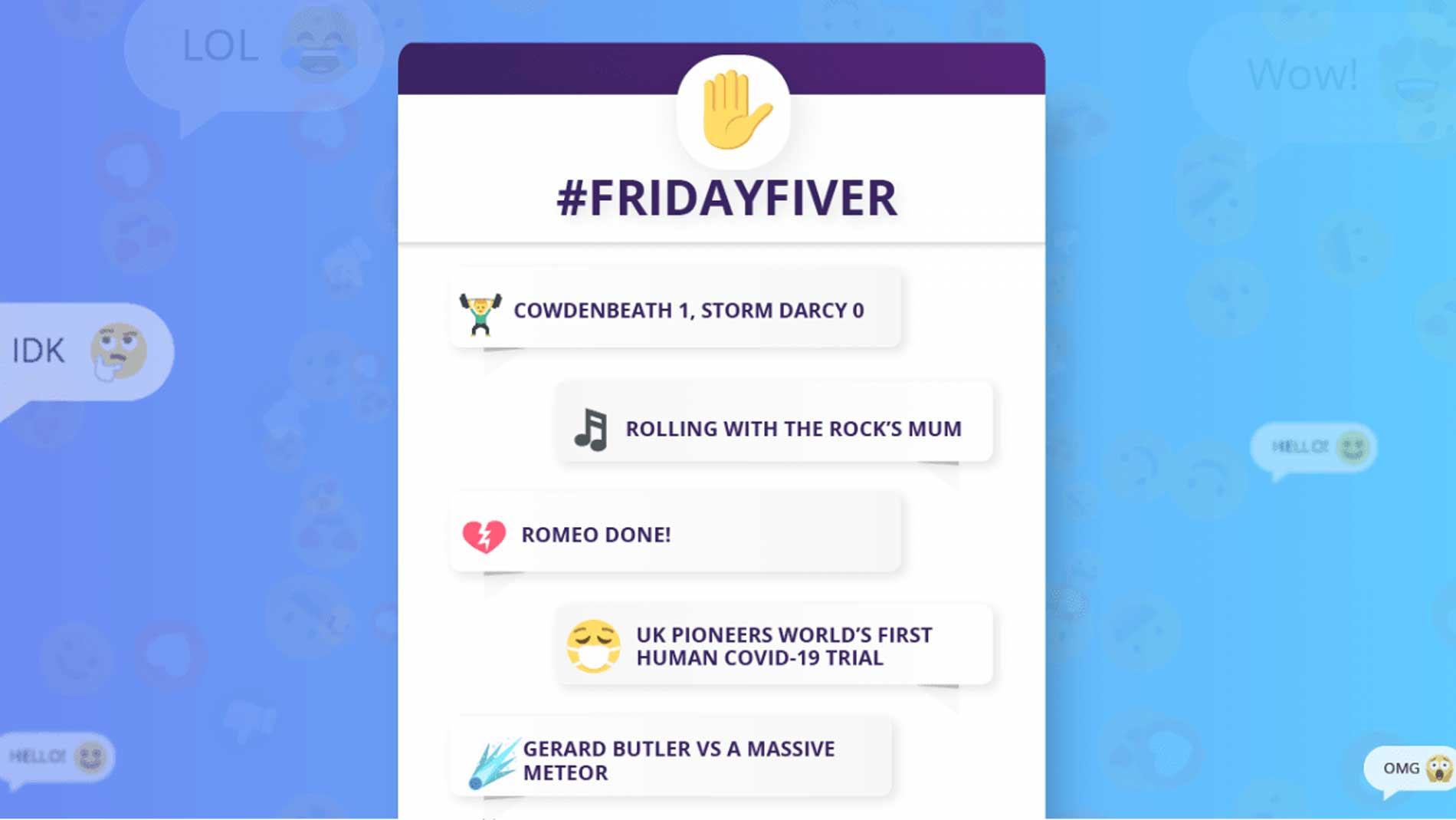 #FridayFiver – 🧼 👏 🌤️ Fun Whatever The Weather!