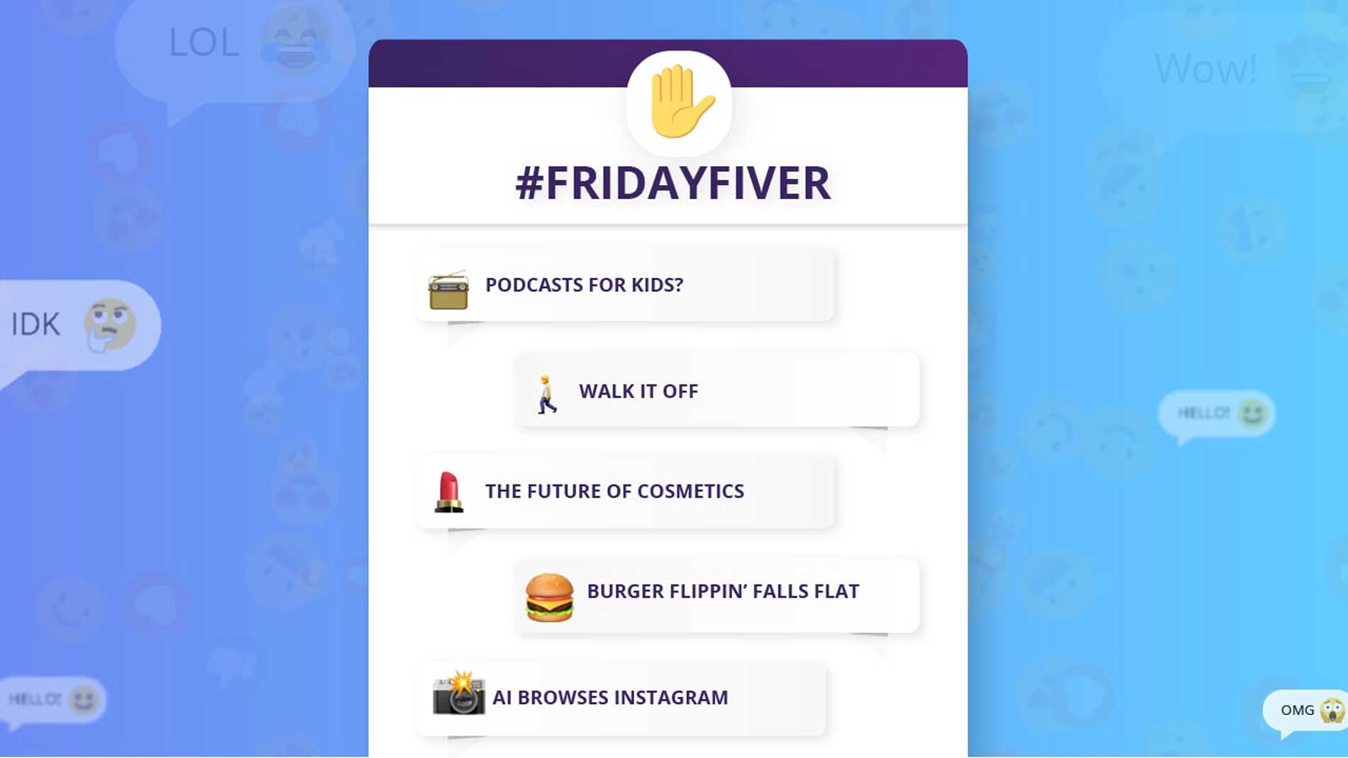 #FridayFiver – 🧼✋  Nothing to Report…
