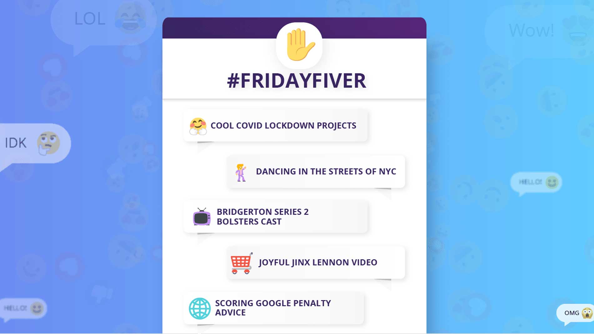#FridayFiver – 🧼 👏 🌤️ Be Good To Yourself